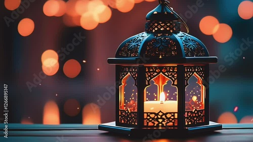 Glowing Lantern, A warm and cozy Ramadan ambience background image