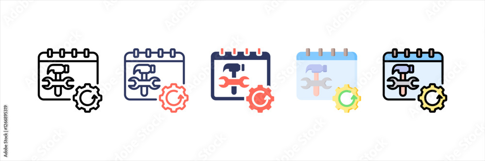 Routine Multistyle Icon Set Routine Multistyle Icon Set