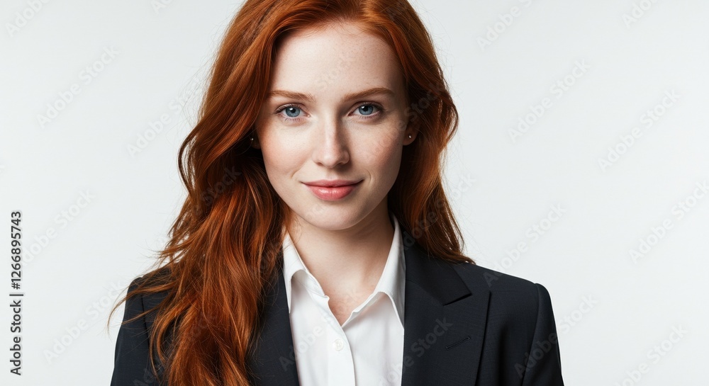 Professional Portrait of a Red-Haired Woman in Business Attire Perfect for Corporate and Marketing Use Professional Portrait of a Red-Haired Woman in Business Attire Perfect for Corporate and Marketing Use