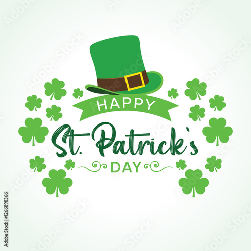 Happy St. Patrick's Day greeting card with green hat, Lucky saint Patrick's concept for banner, poster, template, invitation, tag, label and logo.