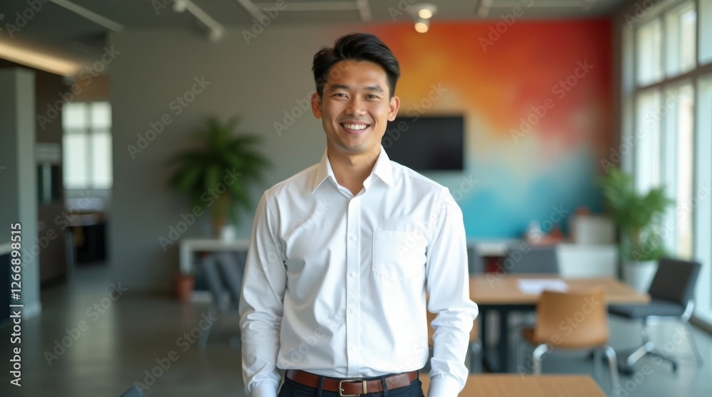 Obraz premium Confident Thai Entrepreneur in Crisp White Shirt