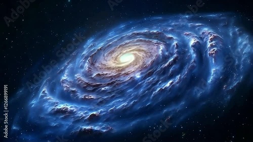 Mystic Spiral Galaxy Formation with Swirling Clouds and Distant Stars