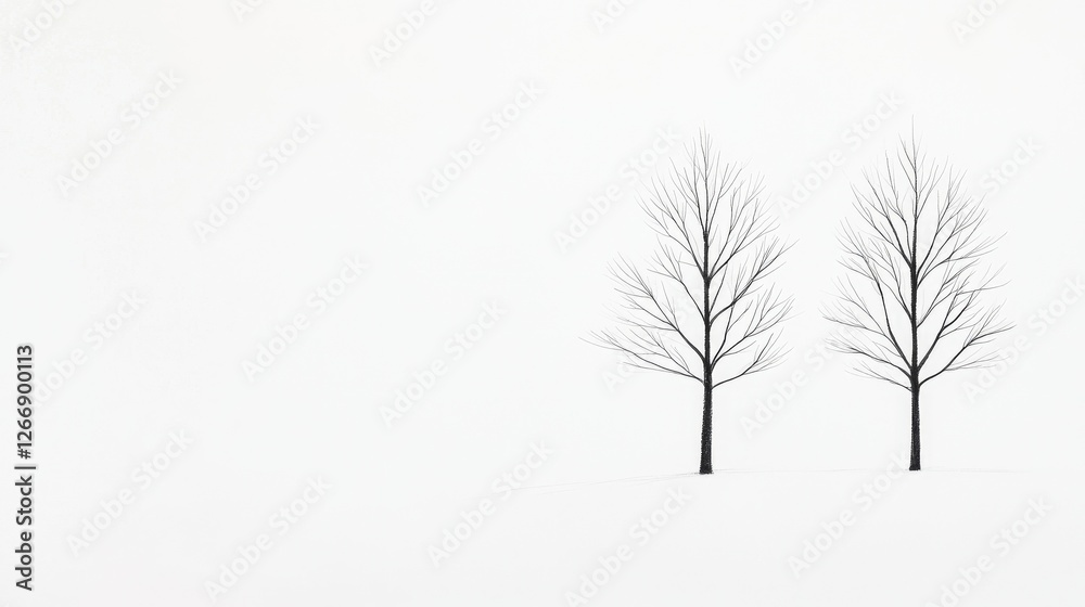 Obraz premium Bare Trees in Snow-Covered Landscape