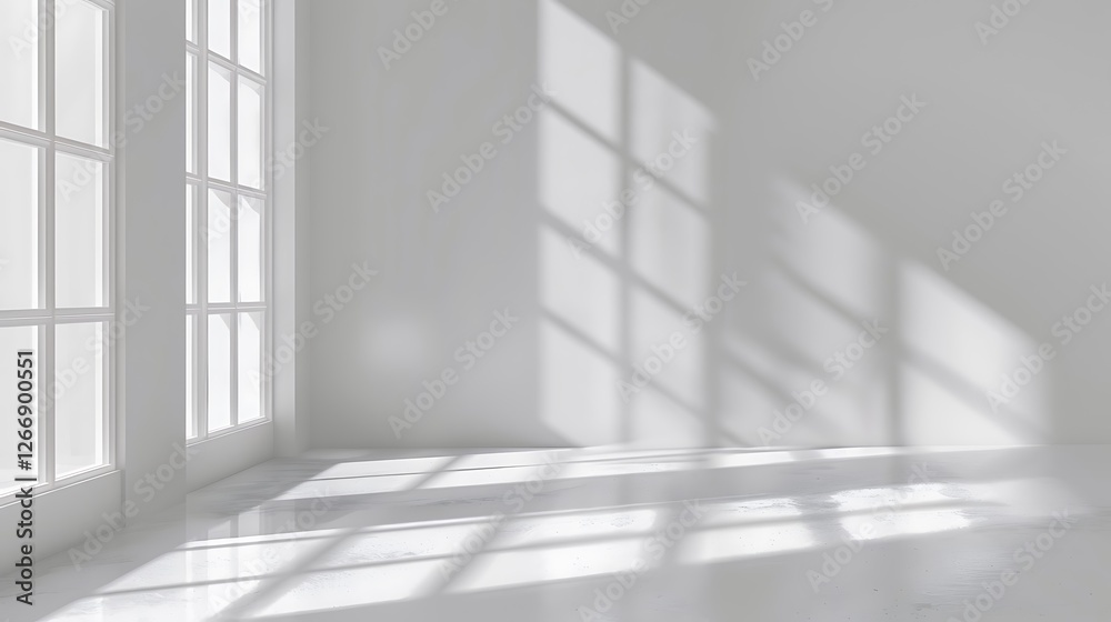 Obraz premium Empty white room with window and sunlight