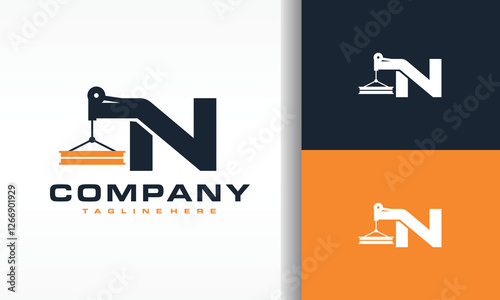 letter N beam steel crane logo