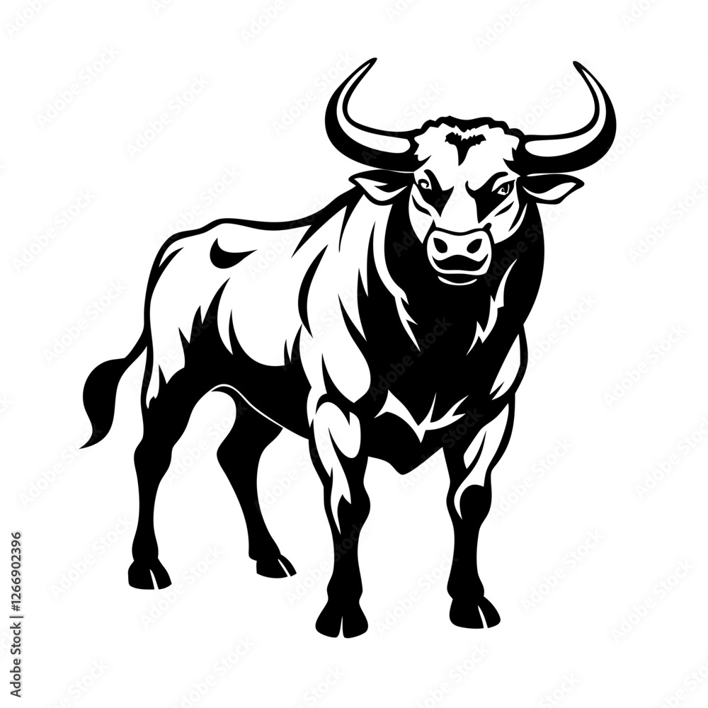 A battle-ready bull icon symbolizing courage, aggression, and fearless determination. A battle-ready bull icon symbolizing courage, aggression, and fearless determination.