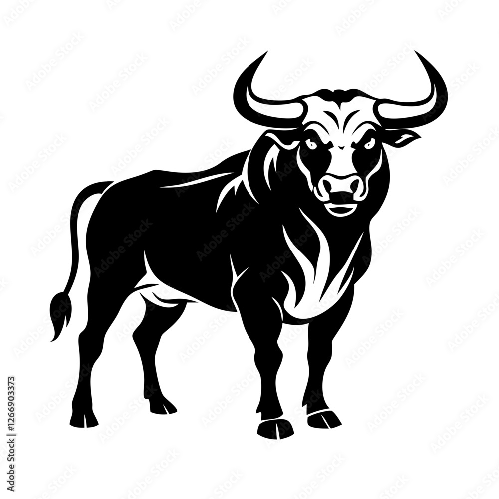 A battle-ready bull icon symbolizing courage, aggression, and fearless determination. A battle-ready bull icon symbolizing courage, aggression, and fearless determination.