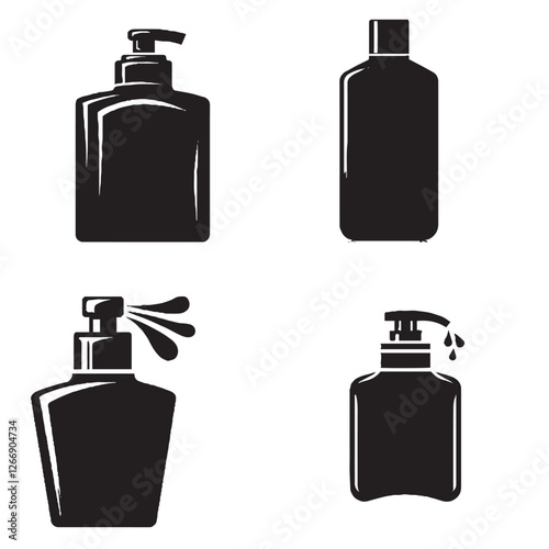 "Detailed Vector Art Featuring the Aftershave Bottle Silhouette Isolated on White Background"