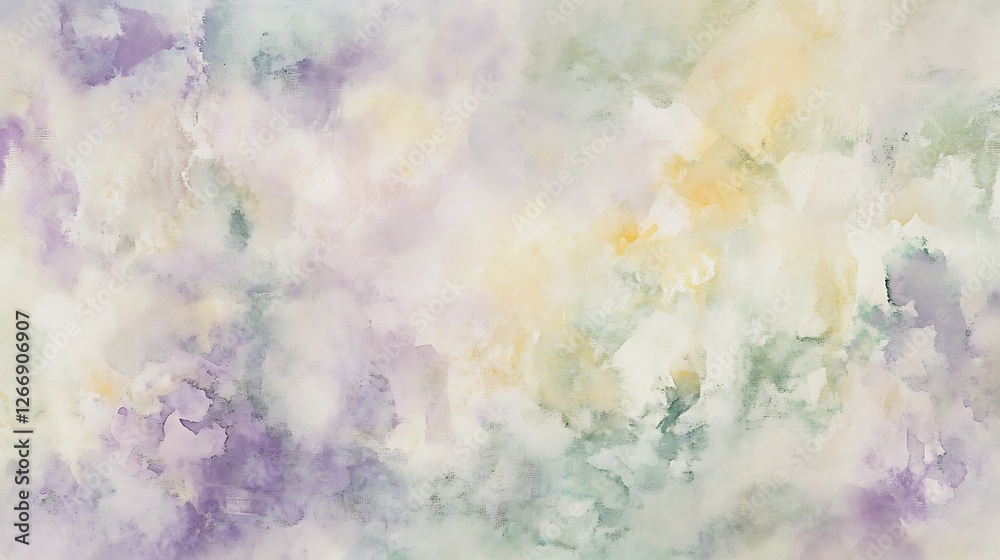 Soft Abstract Watercolor Landscape with Pastel Hues and Fluid Brushstrokes

