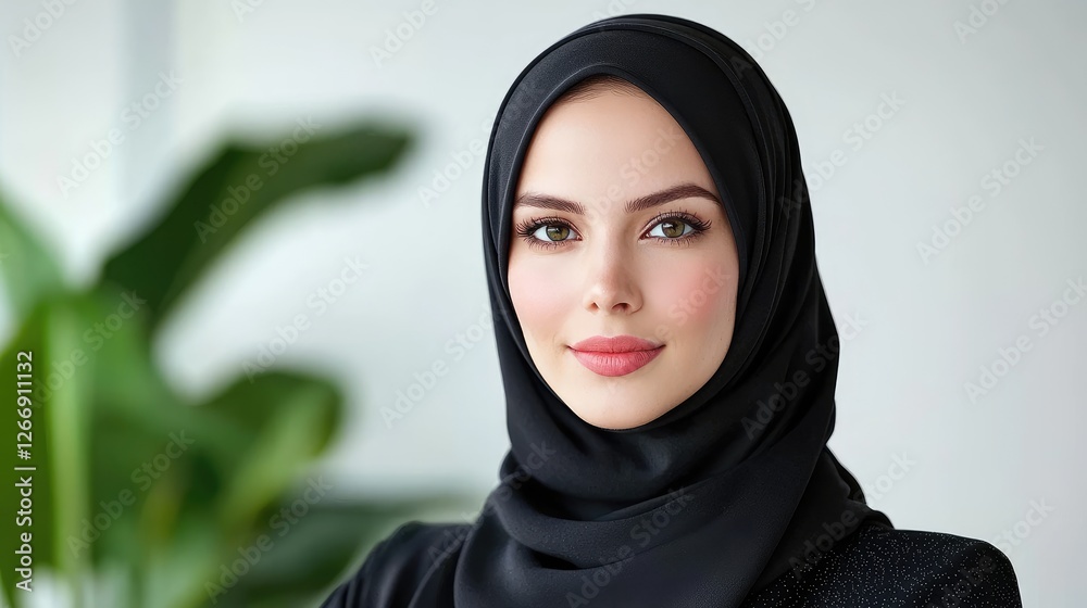 Confident Muslim woman portrait, office background (1) Confident Muslim woman portrait, office background (1)