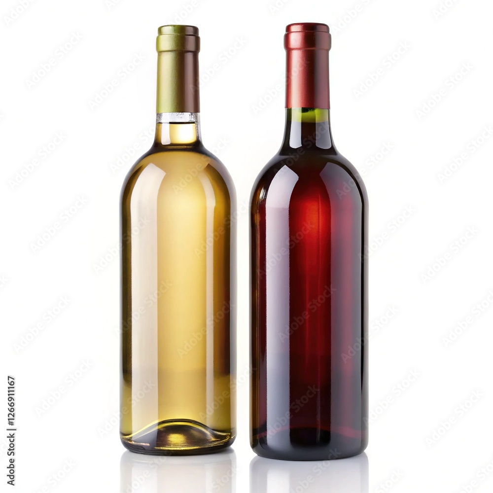 Wine Bottles in Green and Red Glass - Two wine bottles, one green and one red, each with a sleek and elegant design, placed on a reflective surface.
Wine Bottles in Green and Red Glass - Two wine bottles, one green and one red, each with a sleek and elegant design, placed on a reflective surface.