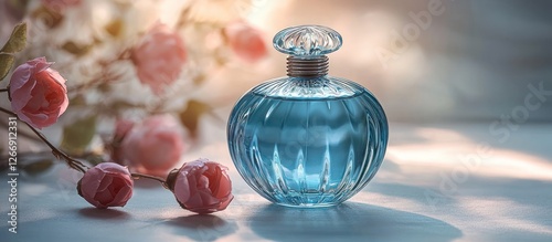 Elegant Perfume Bottle with Delicate Roses