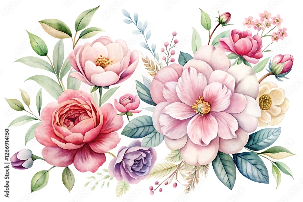 Fototapeta premium Watercolor painting of a flower bouquet