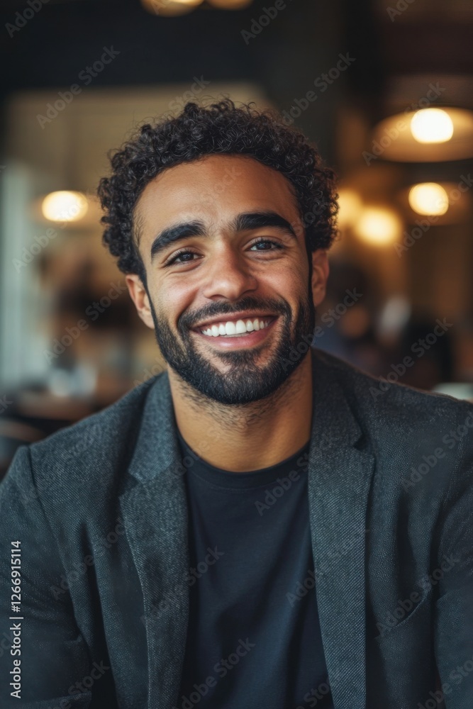 Portrait of a smiling man in a cafe Portrait of a smiling man in a cafe