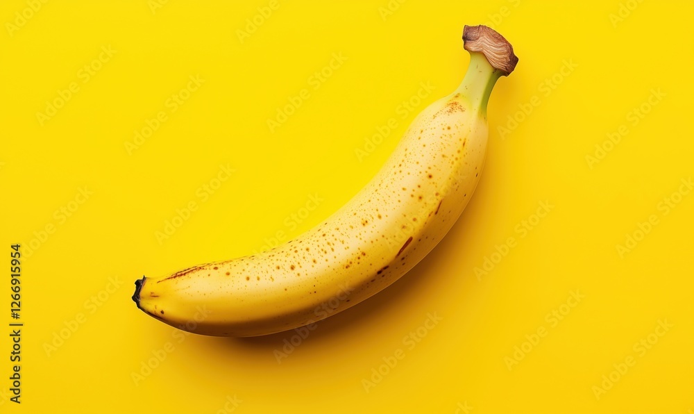 Fresh ripe banana on vibrant yellow background for food photography Fresh ripe banana on vibrant yellow background for food photography