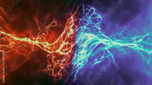 Abstract Duality, Dynamic interplay of Fire and Ice energy animation