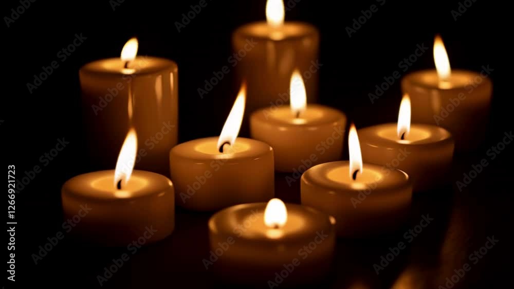 Softly glowing candles illuminate a peaceful setting for relaxation and reflection in a serene environment Softly glowing candles illuminate a peaceful setting for relaxation and reflection in a serene environment