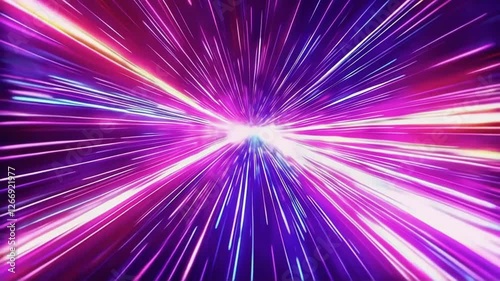 Energetic light streaks, Hyperdrive space travel simulation video