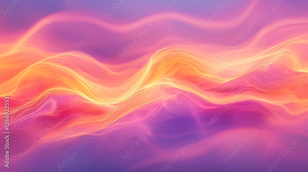Obraz premium Abstract pink-orange waves flow; digital art background for design
