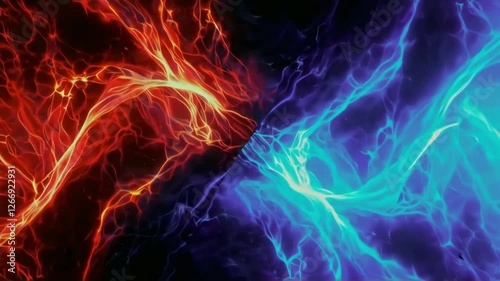 Energetic clash, A vibrant display of opposing forces in motion