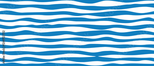 Seamless pattern, wavy lines, sea waves stylization, vector background	
