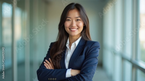 Filipino Businesswoman with Long Straight Hair