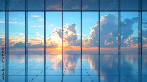 Stunning Sunset View from Modern Skyscraper Office