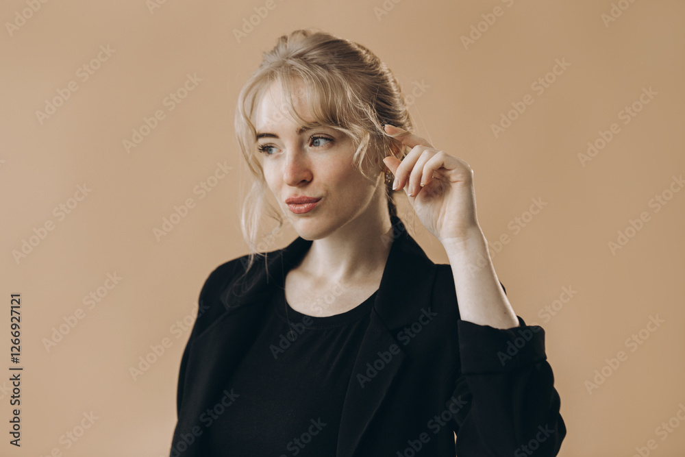 Portrait of a Thoughtful Professional Woman in Formal Attire Portrait of a Thoughtful Professional Woman in Formal Attire