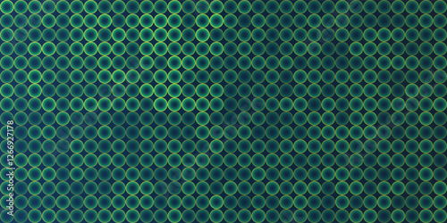 Dark Abstract Partially Faded Spotted Pattern, Circular Gradient Shapes, Spots with Random Sizes and Changing Colors of Blue and Green - Geometric Mosaic Texture, Vector Background Design