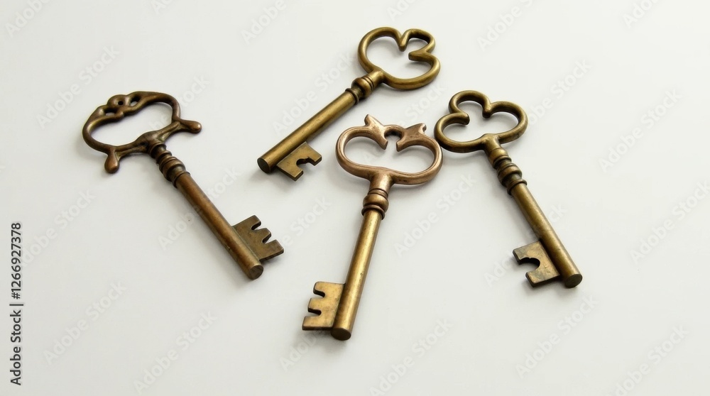 Antique Brass Keys with Unique Shapes Antique Brass Keys with Unique Shapes