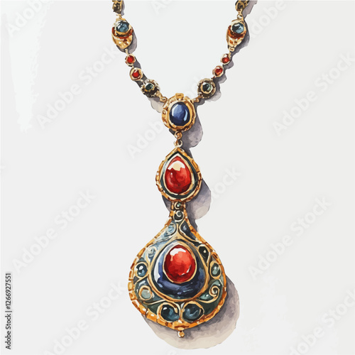 A watercolor painting of Ottoman jewelry reflects its rich heritage.
