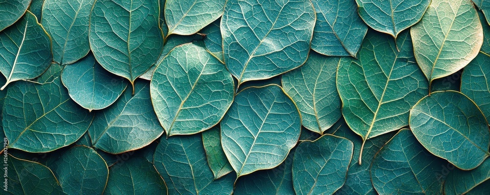 Fototapeta premium Close-Up of Vibrant Green Leaves Textured Nature Background