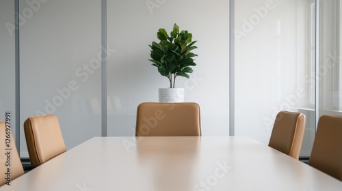 Minimalist White Table Set Against Neutral Background Showcasing Modern Aesthetic and Inviting Atmosphere for Design