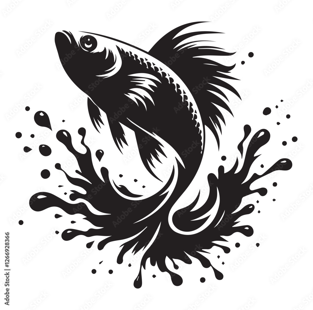 Obraz premium Fish jumping vector silhouette SH