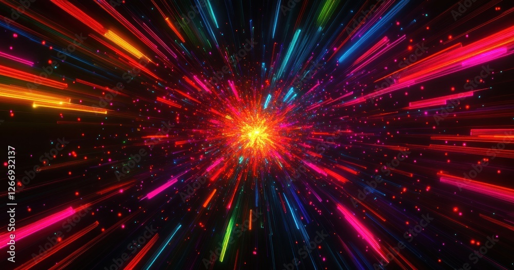 Naklejka premium Dynamic Laser Beams of Blue and Red Rays Emitting Light Effects in Abstract Neon Style