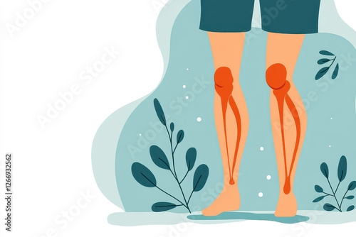 Illustration of Human Legs with Bones and Joints Highlighted