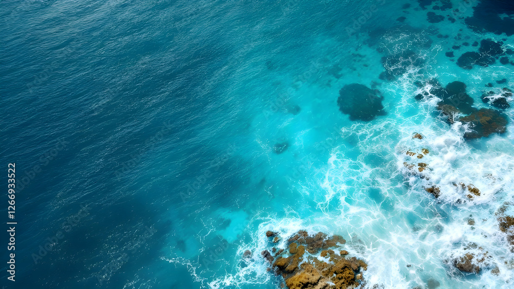 Obraz premium Tropical Waters – A smooth transition from deep teal to crystal-clear aqua, representing tropical beaches.