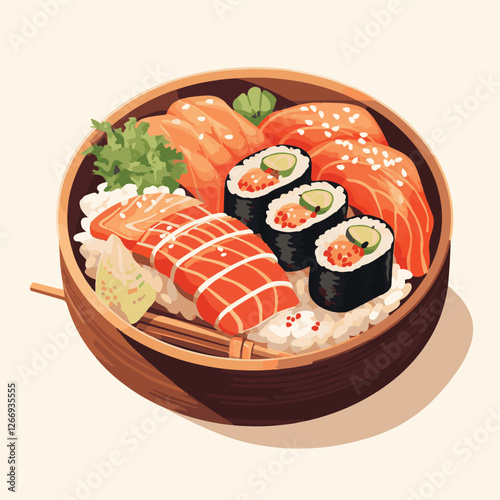 food, asian, restaurant, japanese, meal, delicious, sushi, cuisine, chinese, fresh, japan, rice, japanese food, japanese cuisine, smile, tasty, woman, illustration, man, gourmet, art, background, tabl