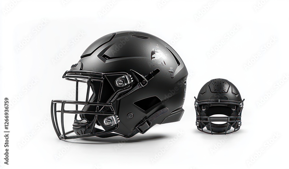 Fototapeta premium Sleek Matte Black American Football Helmet Mockup Different Views