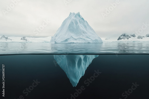 Majestic Iceberg Floating in Arctic Waters with Reflection