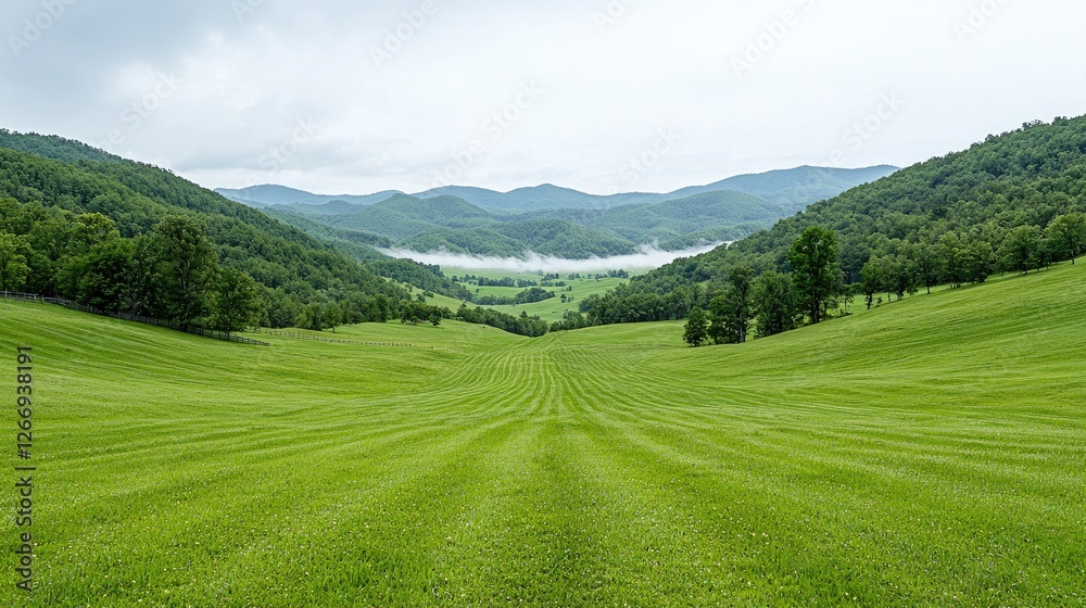 Fototapeta premium Lush Green Valley with Rolling Hills