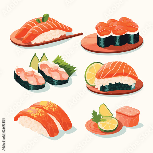 food, asian, restaurant, japanese, meal, delicious, sushi, cuisine, chinese, fresh, japan, rice, japanese food, japanese cuisine, smile, tasty, woman, illustration, man, gourmet, art, background, tabl