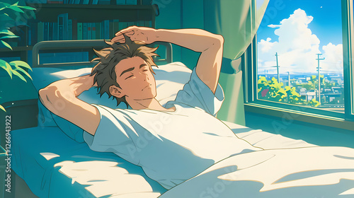 Summer Vacation Relaxation in a Beautiful Anime Inspired Pool Scene