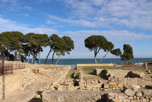 The greek city of Empurias ruins by the sea, Girona province, Spain.