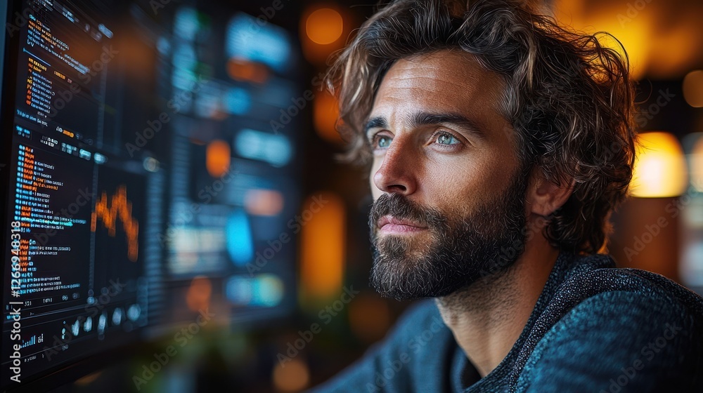 Thoughtful Programmer Contemplating Code Thoughtful Programmer Contemplating Code