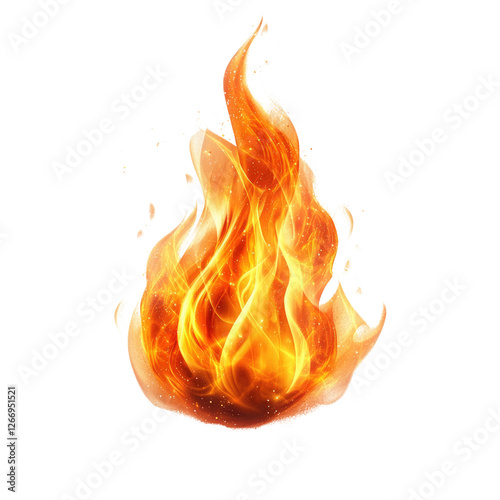 Vibrant realistic fire flames transparent background.