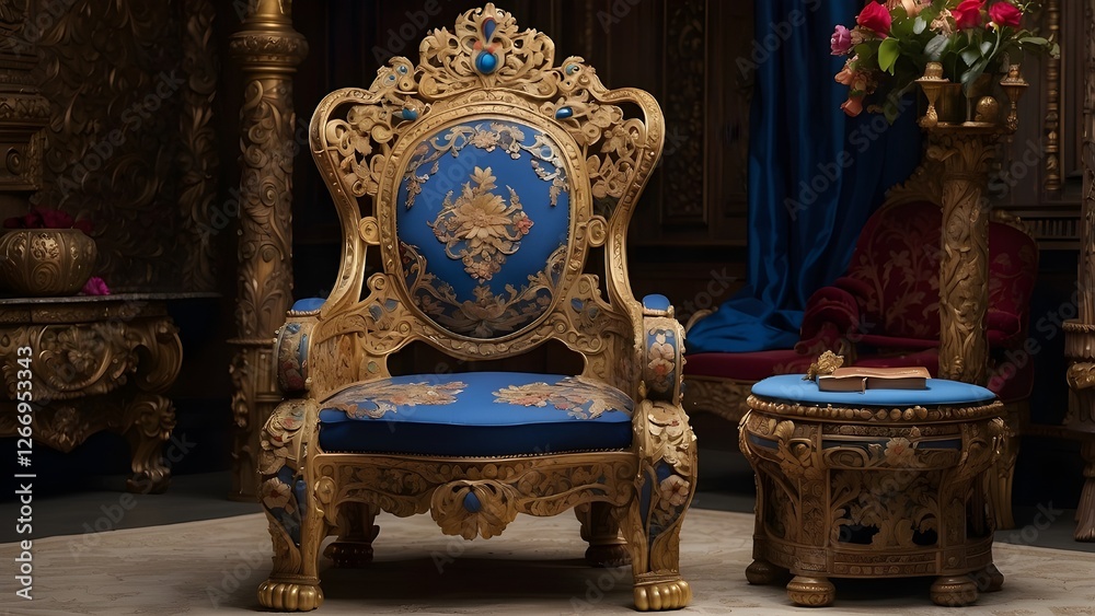 Intricately Decorated Royal King Chair