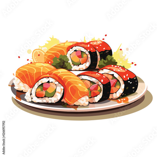 food, asian, restaurant, japanese, meal, delicious, sushi, cuisine, chinese, fresh, japan, rice, japanese food, japanese cuisine, smile, tasty, woman, illustration, man, gourmet, art, background, tabl