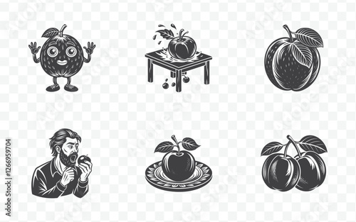 Majestic Plum Silhouette Vector Art Series