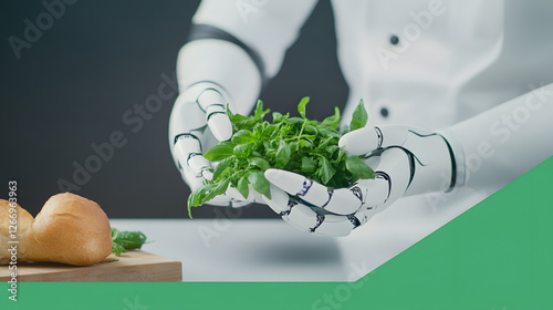 Futuristic Boston Dynamics Robot Cooking Dinner in a Modern Kitchen
 photo